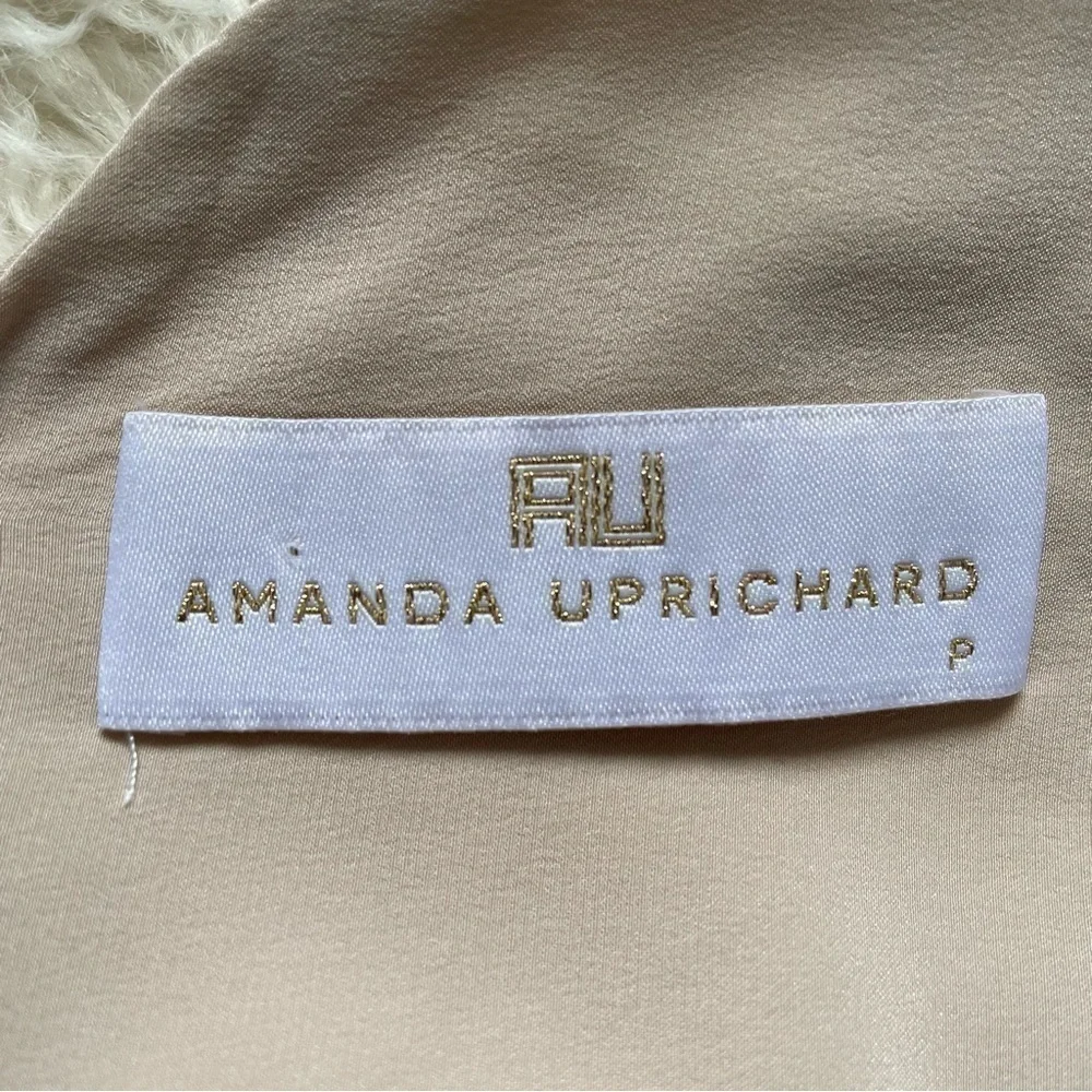 Amanda Uprichard Dress Tate Cold Shoulder Fit & Flare 100% Silk Bone Nude P